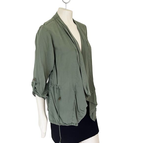 SANCTUARY Draped Front Chambray Anorak Jacket in Army Green  SZ M - Picture 4 of 9